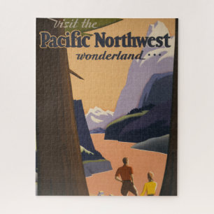 Vintage Travel Poster Ausblick auf die Berge Puzzle