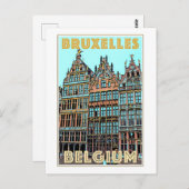 Vintage Travel Poster (Belgien, Postkarte (Vorne/Hinten)