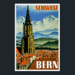 Vintage Travel Poster Bern Schweiz<br><div class="desc">Reproduktionsdruck eines Vintagen Art-Déco-Posters mit Berner Landschaft. Bitte passen Sie die Postergröße,  Textur,  Rahmen und/oder Rahmen an,  um Ihren Geschmack zu Anzug zu bringen.</div>