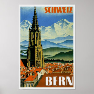 Vintage Travel Poster Bern Switzerland