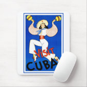 Vintage Travel Poster, Besuch Havanna Cuba, Maraca Mousepad (Mit Mouse)
