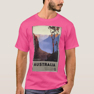 Vintage Travel Poster Blue Mountains Australien T-Shirt
