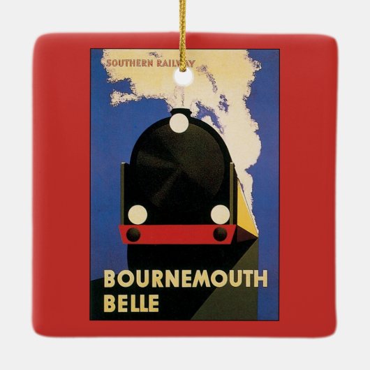 Vintage Travel Poster, Bournemouth Belle Train Keramikornament (Rückseite)