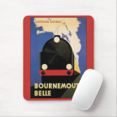 Vintage Travel Poster, Bournemouth Belle Train Mousepad (Mit Mouse)