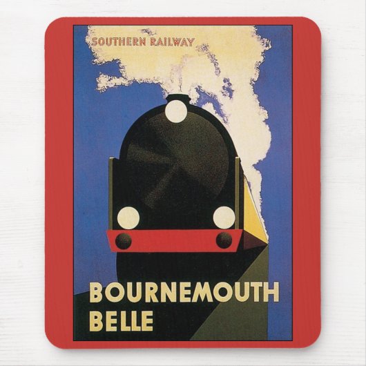 Vintage Travel Poster, Bournemouth Belle Train Mousepad (Vorne)