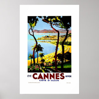 Vintage Travel Poster Cannes Frankreich