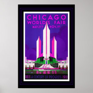 Vintage Travel Poster Chicago World Fair Recolour