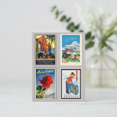 Vintage Travel Poster Collage Postkarte (Stehend Vorderseite)