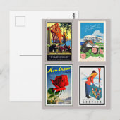 Vintage Travel Poster Collage Postkarte (Vorne/Hinten)