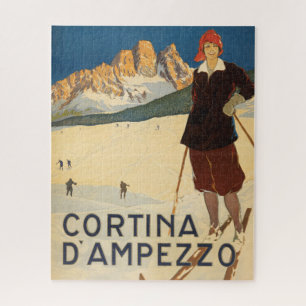 Vintage Travel Poster Cortina d'ampezzo, Italien Puzzle