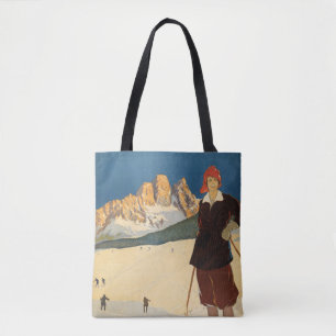 Vintage Travel Poster Cortina d'ampezzo, Italien Tasche