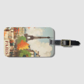 Vintage Travel Poster des Pariser Eifelturms Gepäckanhänger (Vorderseite (Horizontal))