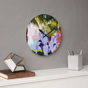 Vintage Travel Poster, Entdecken Sie Puerto Rico! Große Wanduhr