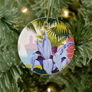 Vintage Travel Poster, Entdecken Sie Puerto Rico! Keramik Ornament