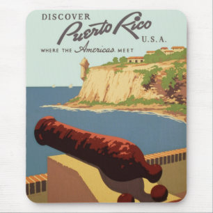 Vintage Travel Poster, Entdecken Sie Puerto Rico! Mousepad