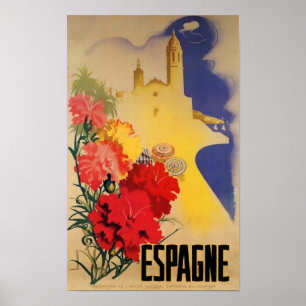 Vintage Travel Poster Espagne Spanien Mauer Deko K