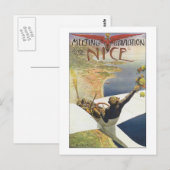 Vintage Travel Poster, Flugzeug über Nizza Frankre Postkarte (Vorne/Hinten)