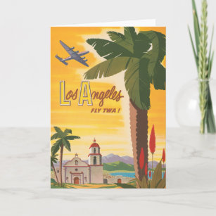 Vintage Travel Poster, Fly Twa nach Los Angeles Karte