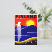 Vintage Travel Poster for Finland Postcard Postkarte (Stehend Vorderseite)
