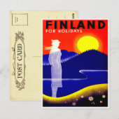 Vintage Travel Poster for Finland Postcard Postkarte (Vorne/Hinten)