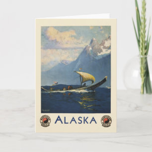 Vintage Travel Poster für Alaska Nordpazifik Karte