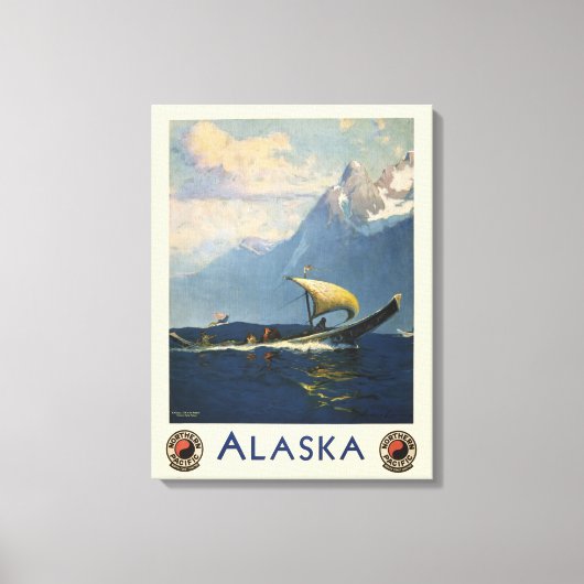 Vintage Travel Poster für Alaska Nordpazifik Leinwanddruck (Vorderseite)