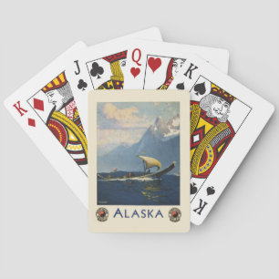 Vintage Travel Poster für Alaska Nordpazifik Spielkarten