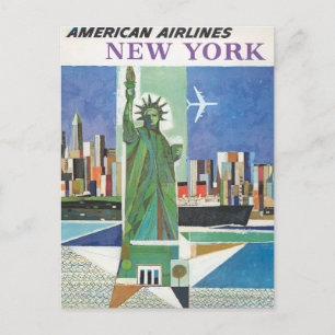 Vintage Travel Poster für American Airlines Postkarte