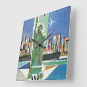 Vintage Travel Poster für American Airlines Quadratische Wanduhr (Winkel)