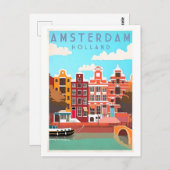 Vintage Travel Poster für Amsterdam Postkarte (Vorne/Hinten)