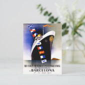 Vintage Travel Poster für Barcelona Postkarte (Stehend Vorderseite)