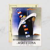 Vintage Travel Poster für Barcelona Postkarte (Vorne/Hinten)