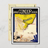 Vintage Travel Poster für Brasilien Postkarte (Vorne/Hinten)