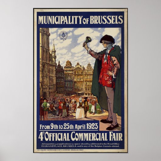 Vintage Travel Poster für Brüssel (Vorne)