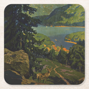 Vintage Travel Poster für das Adirondack Gebirge Rechteckiger Pappuntersetzer