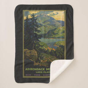 Vintage Travel Poster für das Adirondack Gebirge Sherpadecke
