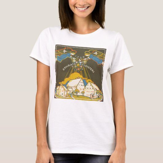Vintage Travel Poster für das Ephrata Kloster T-Shirt (Vorderseite)