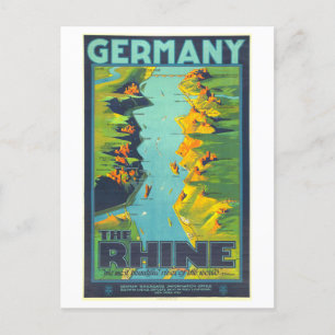 Vintage Travel Poster für den Rhein in Deutschland Postkarte