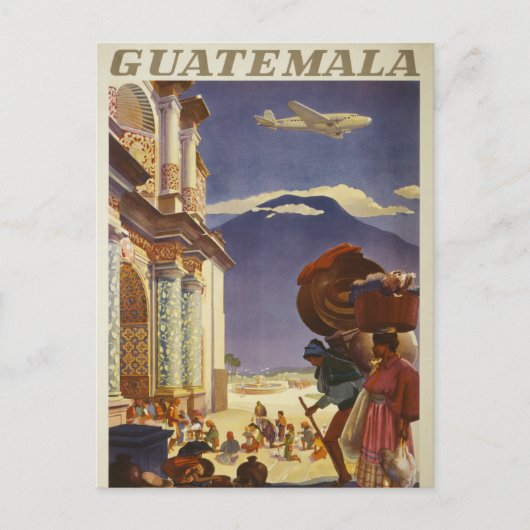 Vintage Travel Poster für Guatemala Postkarte (Vorderseite)