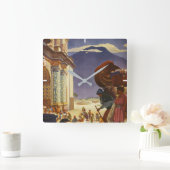 Vintage Travel Poster für Guatemala Quadratische Wanduhr (Zuhause)