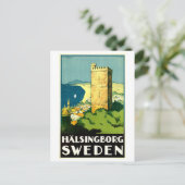 Vintage Travel Poster für Halsingborg, Schweden, Postkarte (Stehend Vorderseite)