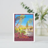 Vintage Travel Poster für Hyeres, Frankreich, Postkarte (Stehend Vorderseite)