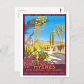 Vintage Travel Poster für Hyeres, Frankreich, Postkarte (Vorne/Hinten)