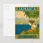 Vintage Travel Poster für Jamaika Postkarte (Vorne/Hinten)