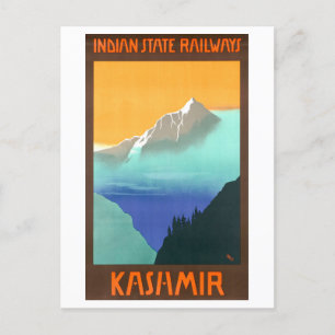 Vintage Travel Poster für Kaschmir in Indien Postkarte