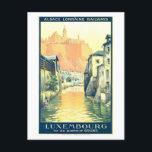 Vintage Travel Poster für Luxemburg Postkarte<br><div class="desc">Diese Postkarte ist eine Reproduktion eines altmodischen Reiseplakats für Luxemburg.</div>
