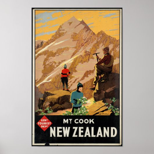 Vintage Travel Poster für Neuseeland (Vorne)