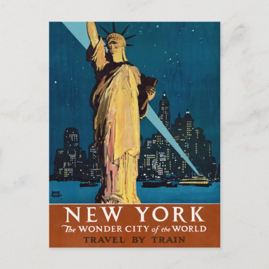Vintage Travel Poster für New York Postkarte (Vorderseite)