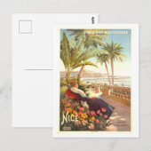 Vintage Travel Poster für Nizza, Frankreich Postkarte (Vorne/Hinten)