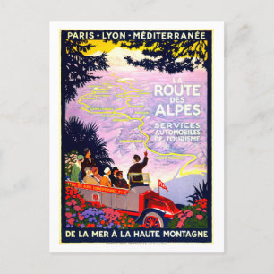 Vintage Travel Poster für PLM Alps Route, Frankrei Postkarte